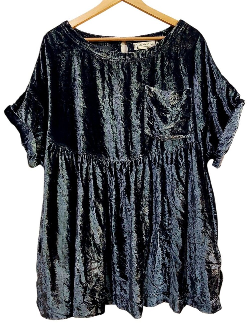 We the Free People Moon City Velvet Tunic Oversized Babydoll Top Royal Blue - Lg - Picture 5 of 11